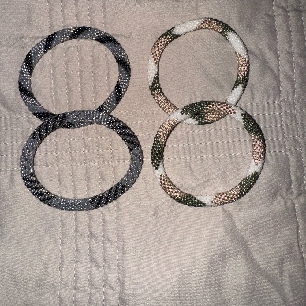 Set of Four Sashka Co. glass beaded bracelets